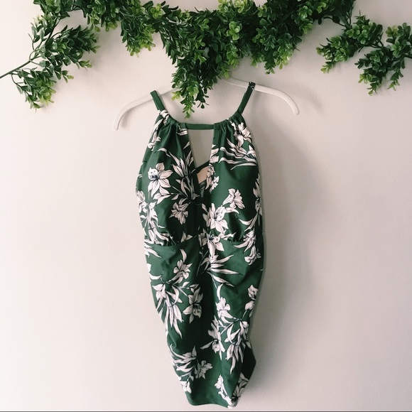 NEW Kona Sol Green Floral Tankini Top sz 20W